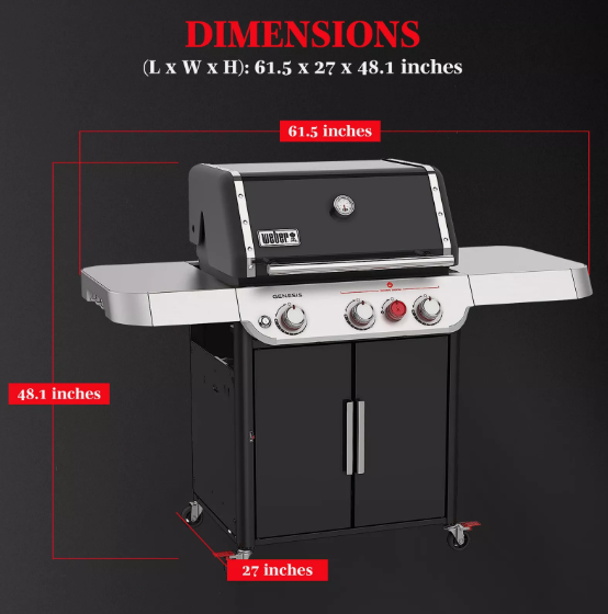 Genesis E-325s 3-Burner Liquid Propane Gas Grill in Black with Built-in Thermometer NEW LOT 3600